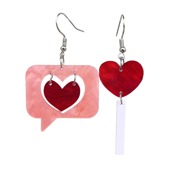 Unbranded Jewelry - Red and Pink Valentine Message Heart Earrings ❤️ 💌💬